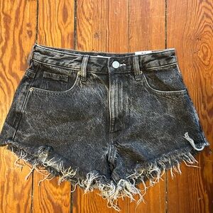 PacSun Black Frayed Hem Jean Shorts